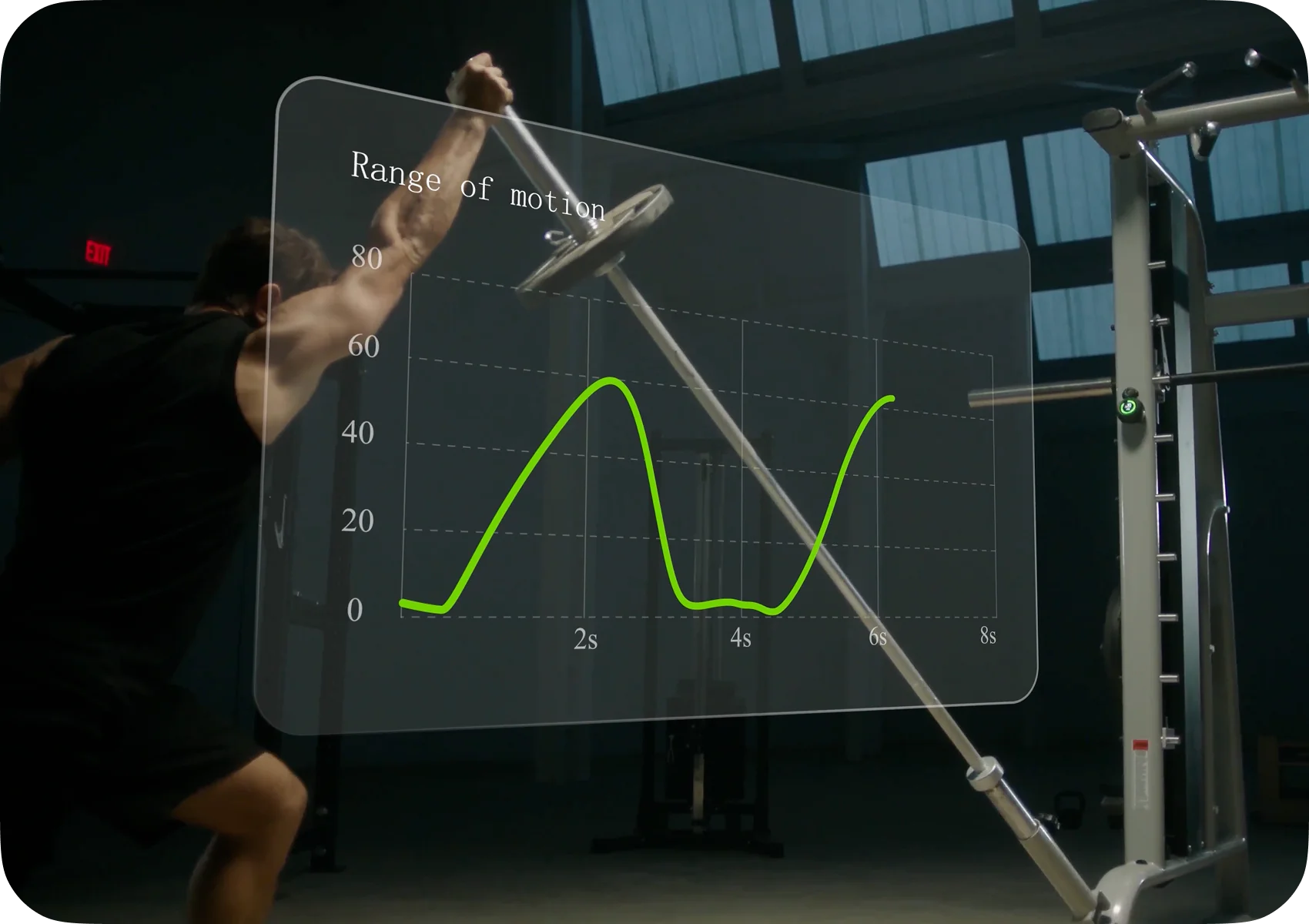 Barbell movement path with SmartPath kinetic overlay