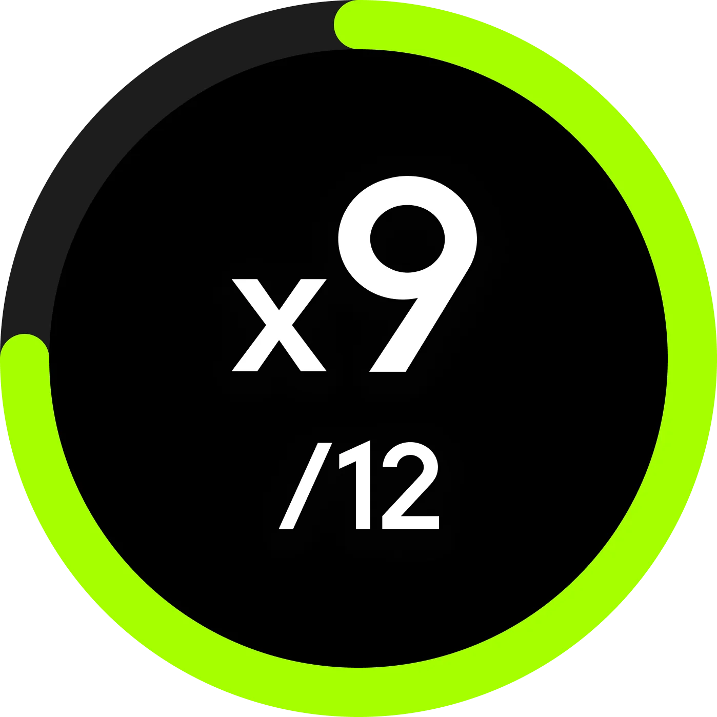 Rep count badge showing 9 of 12 reps